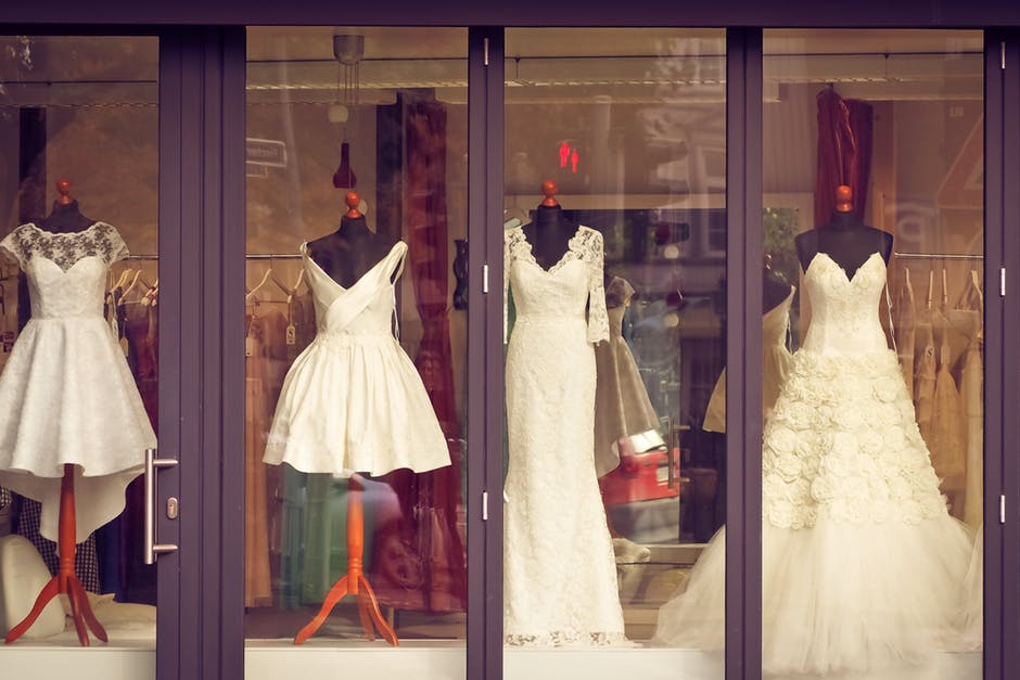 Iowa wedding - Bridesmaid Dresses in a store front window